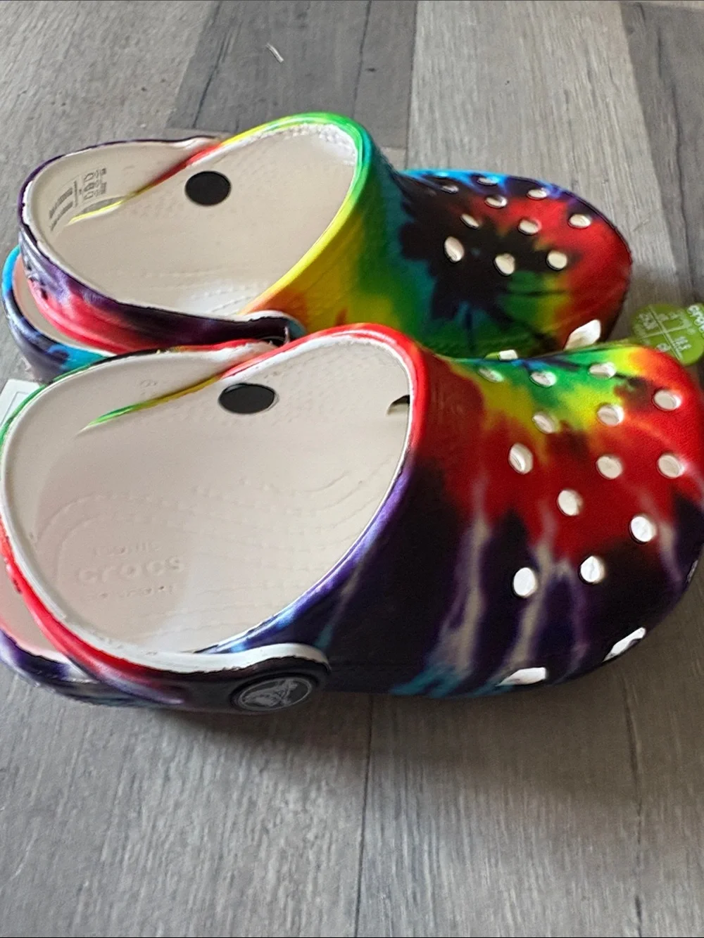 CROCS Kids Tie-Dye Slip-On Clogs in Rainbow